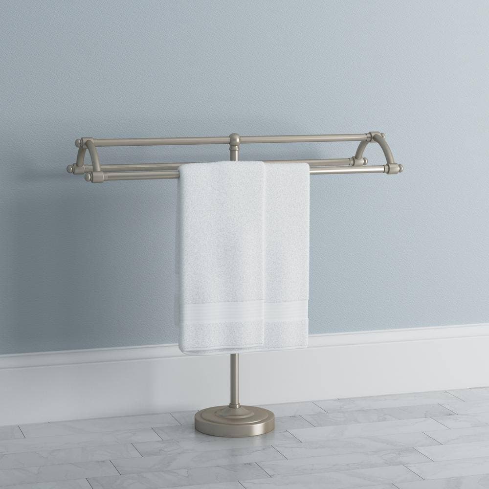 Kingston Brass Pedestal Round Plate Towel Rack in Satin Nickel (2)