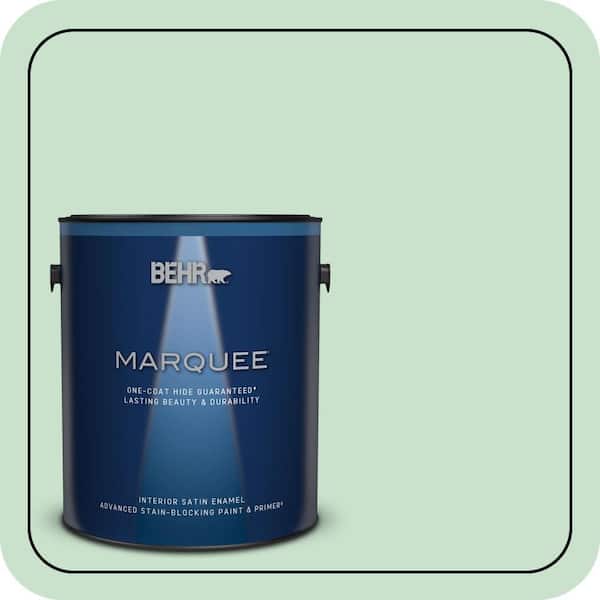 BEHR PREMIUM PLUS 5 gal. #M410-2 Wishful Green Semi-Gloss Enamel Low Odor Interior Paint & Primer (3)