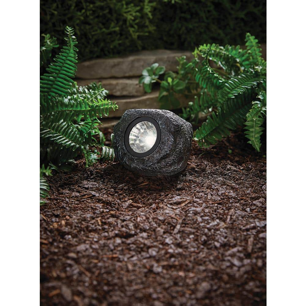 Hampton Bay 15 Lumen Gray LED Weather Resistant Outdoor Solar Mini Rock Spot Light (2)