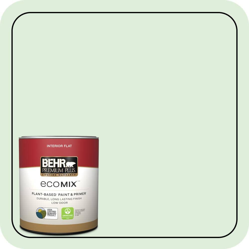 BEHR PREMIUM PLUS 1 qt. #450C-2 Breath of Spring Flat EcoMix Plant-Based Interior Paint & Primer (1)