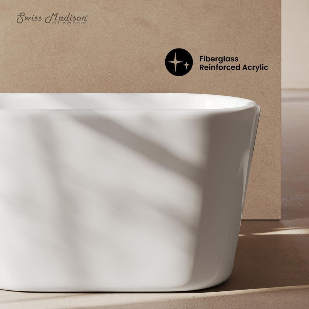 Swiss Madison Nanterre 51 in. x 26 in. Japanese Soaking Freestanding Bathtub in Glossy White, Drain Included (2)