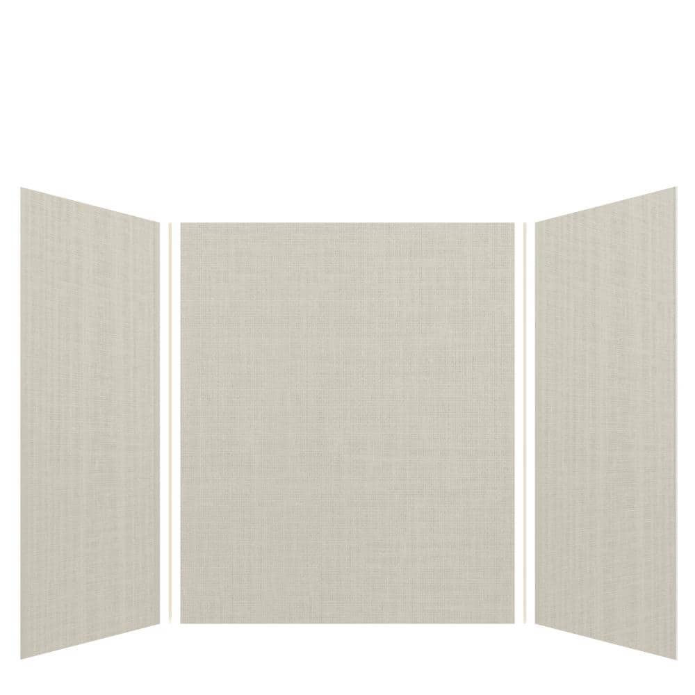 Transolid Expressions 60 in. x 60 in. x 72 in. 3-Piece Easy Up Adhesive Alcove Shower Wall Surround in Cameo (1)
