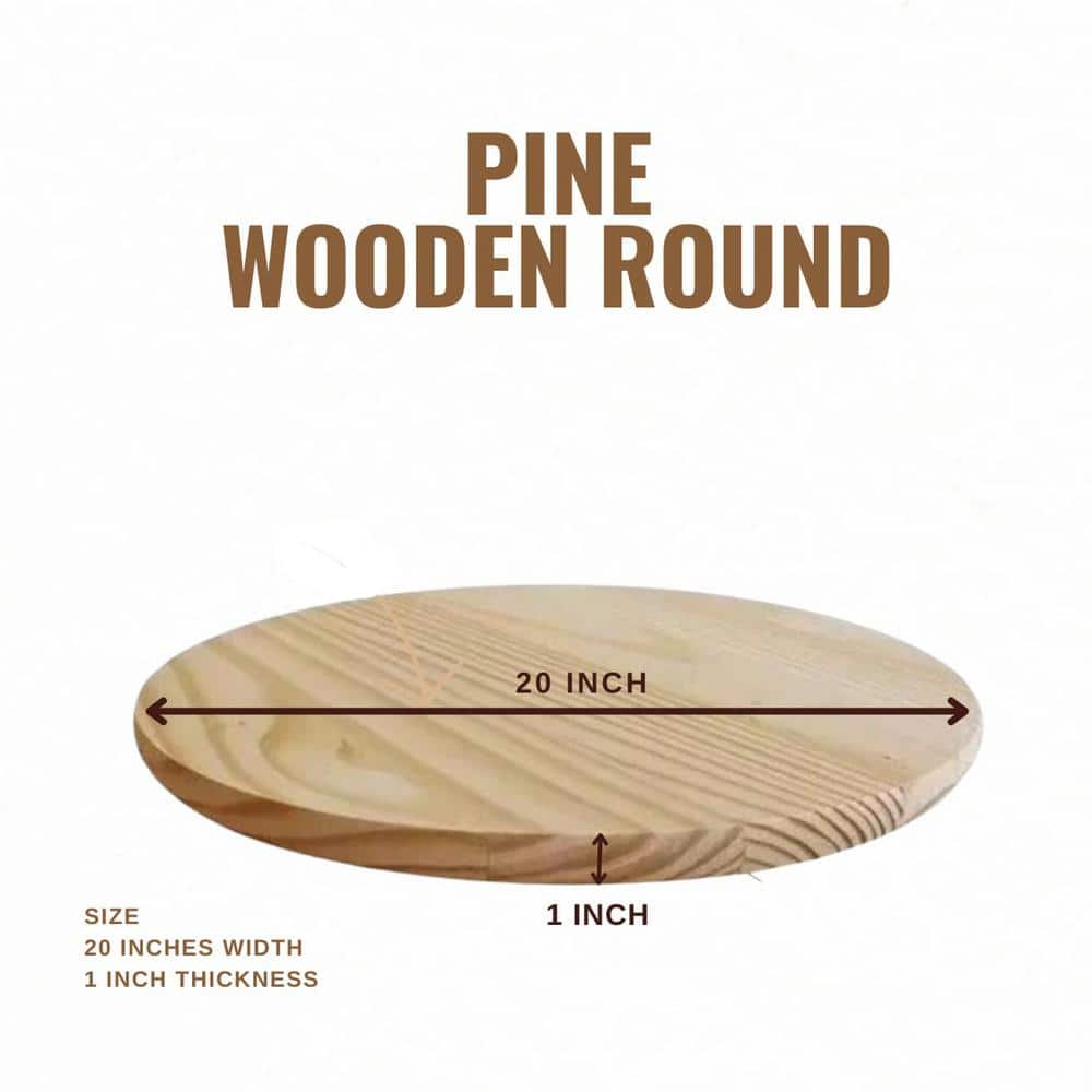 MMOBILITY 0.75 in. x 20 in. x 20 in. Edge-Glued Round Common Softwood Boards Pine Wood Round Boards (Pack of 1) (2)