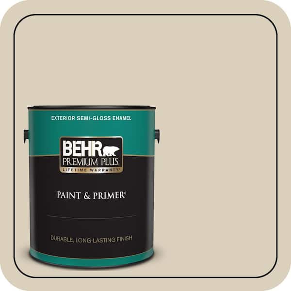 BEHR PREMIUM PLUS 1 gal. #MQ3-15 Bell Tower Semi-Gloss Enamel Exterior Paint & Primer (2)