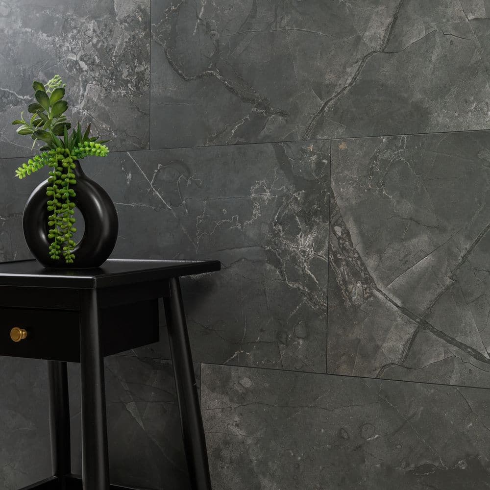 MSI Calle Peltre 16 in. x 32 in. Matte Dark Gray Porcelain Floor and Wall Tile (14.2 sq. ft. /Case) (3)
