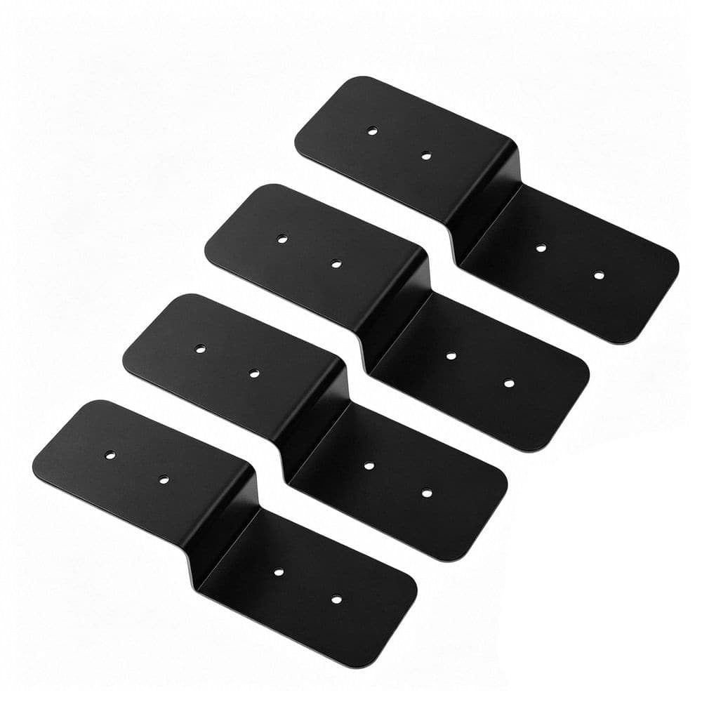 Wellco 4-Pack 5 in. x 3 in. Black Metal Deck Joist Tie, Steel Z Pergola Bracket Post (2)