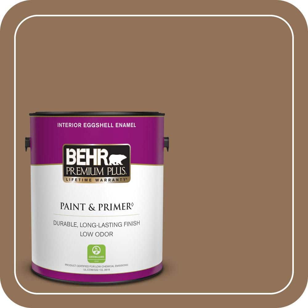 BEHR PREMIUM PLUS 1 gal. #PMD-107 Shaved Chocolate Eggshell Enamel Low Odor Interior Paint & Primer