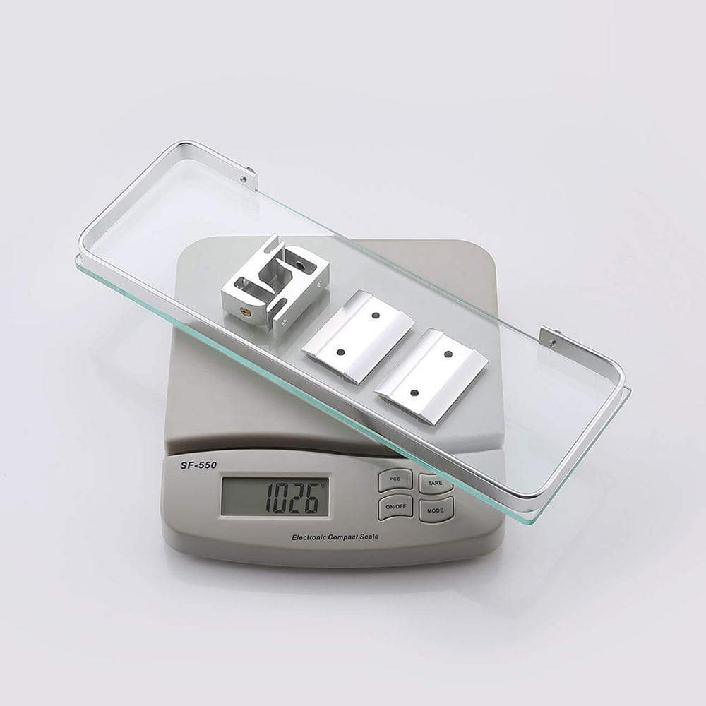 ACEHOOM 14 in. W x 5 in. D x 2 in. H Silvet Wall Mount Bathroom Shelf Glass Floating (3)