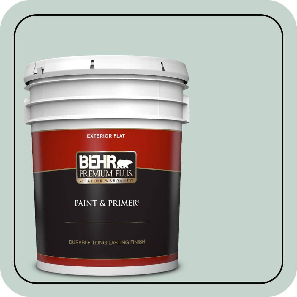 BEHR PREMIUM PLUS 5 gal. #N430-2 Natures Reflection Flat Exterior Paint & Primer