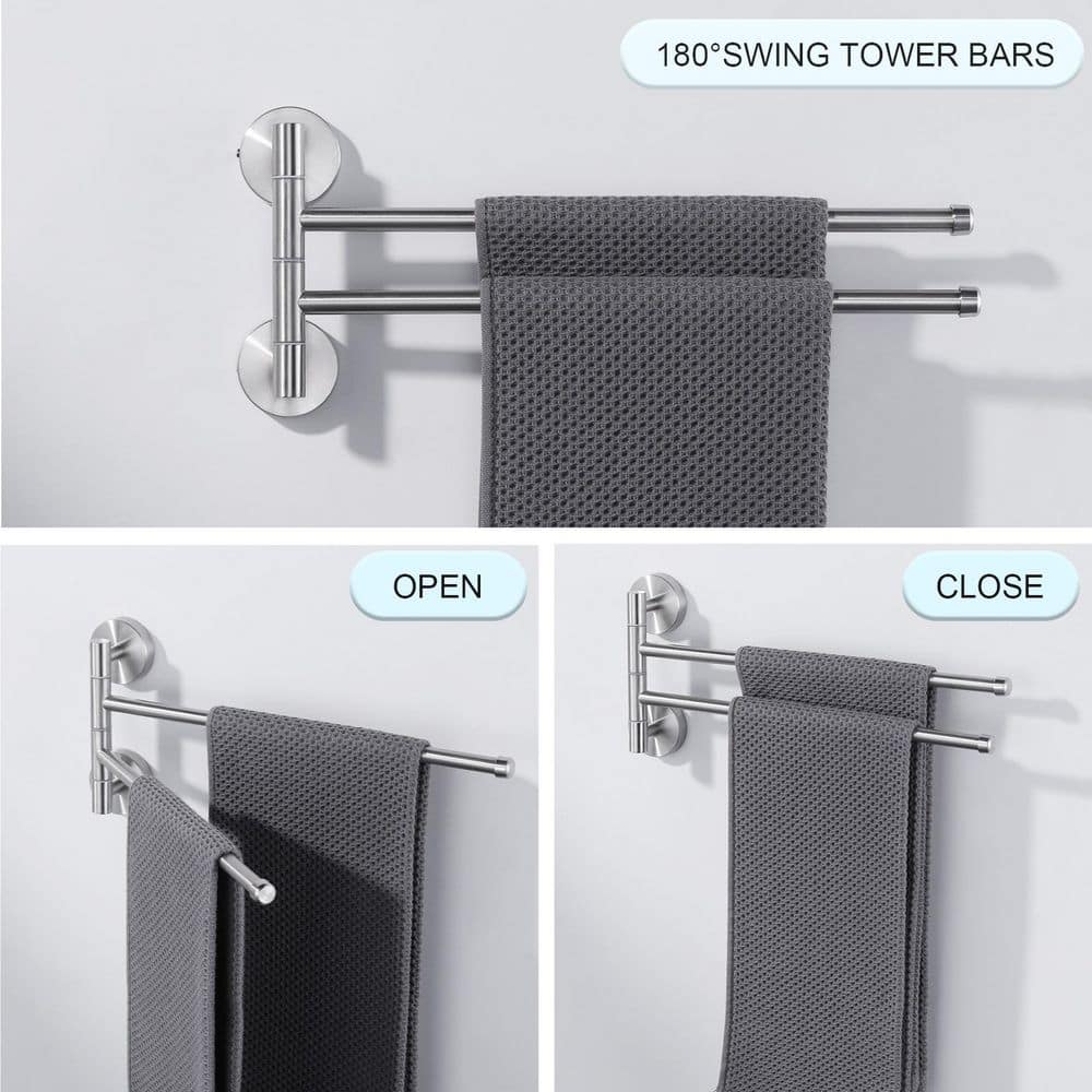 IVIGA SUS 304 Stainless Steel Wall Mounted 2-Swivel Arms Towel Bar with Concealed Hardware (2)