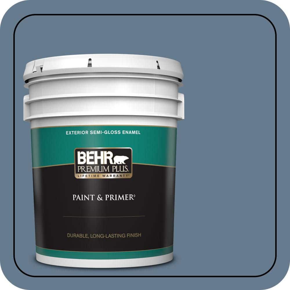 BEHR PREMIUM PLUS 5 gal. #S510-5 Skinny Jeans Semi-Gloss Enamel Exterior Paint & Primer