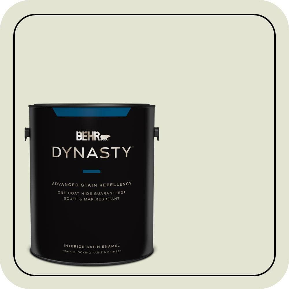 BEHR DYNASTY 1 gal. #S360-1 Yoga Daze Satin Enamel Interior Stain-Blocking Paint and Primer