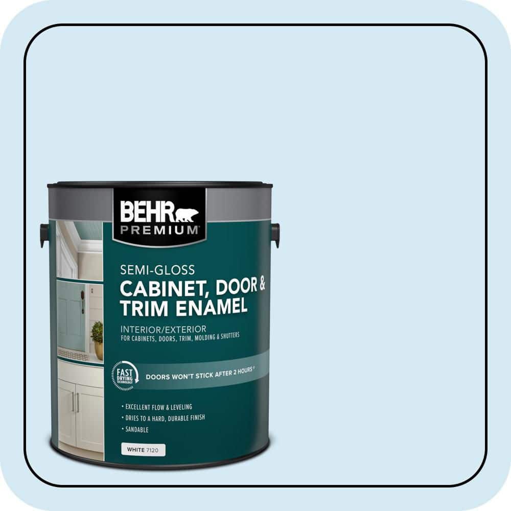 BEHR PREMIUM 1 gal. #P500-1 Spacious Skies Semi-Gloss Enamel Interior/Exterior Cabinet, Door & Trim Paint (1)