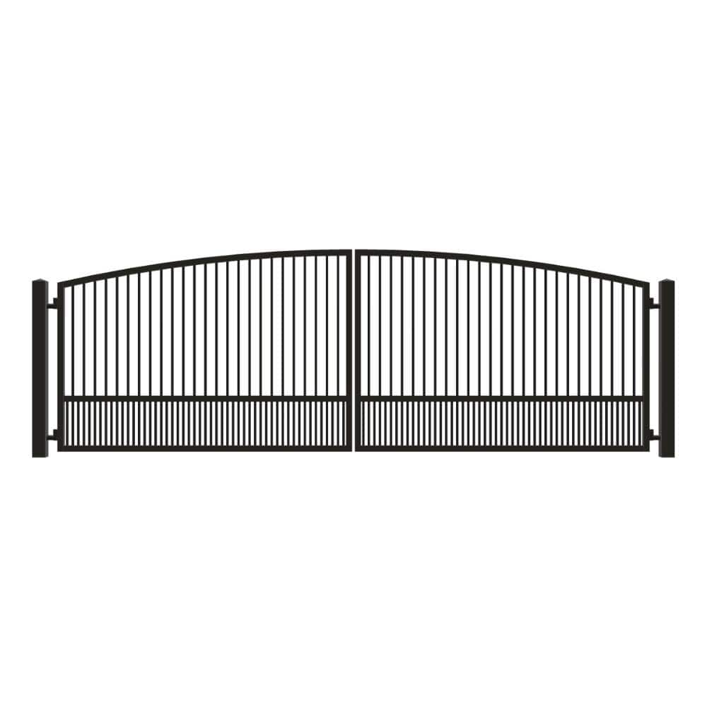 Unbranded Driveway Gate — Swing, Center, Arch, Puppy, Black — 222"W x 72"H (1)