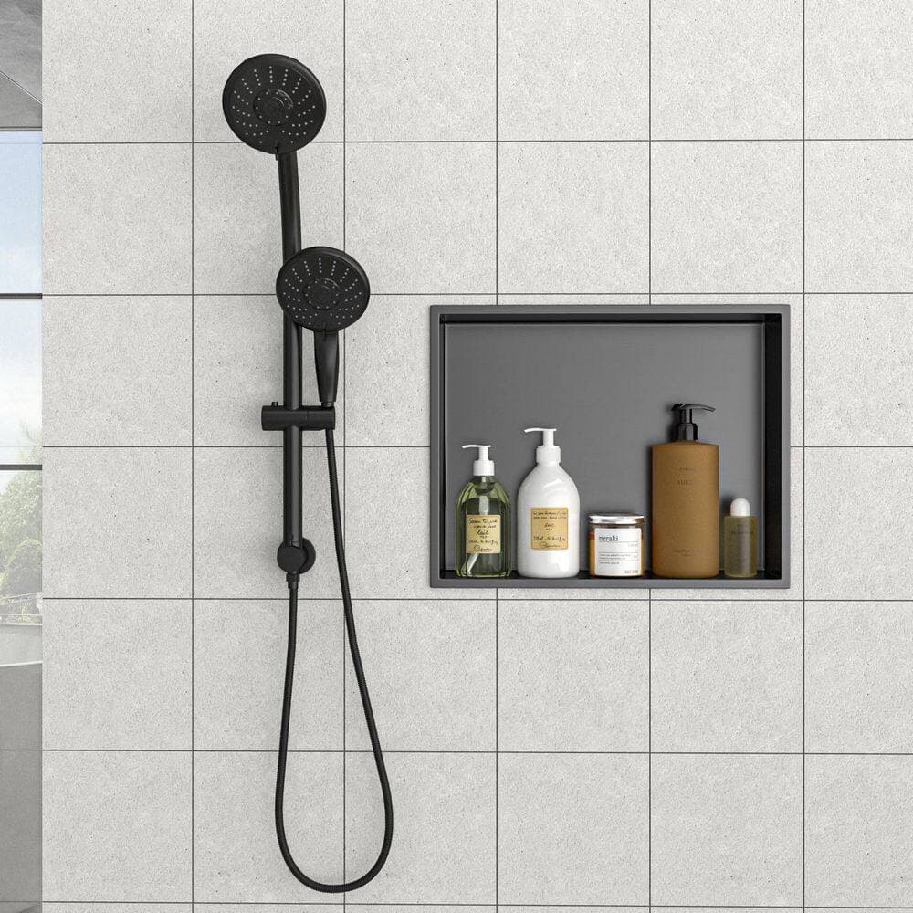 Boosicavelly 19 in. W x 15 in. H x 4 in. D Shower Niche Set of 1 Piece in Gunmetal Black (2)