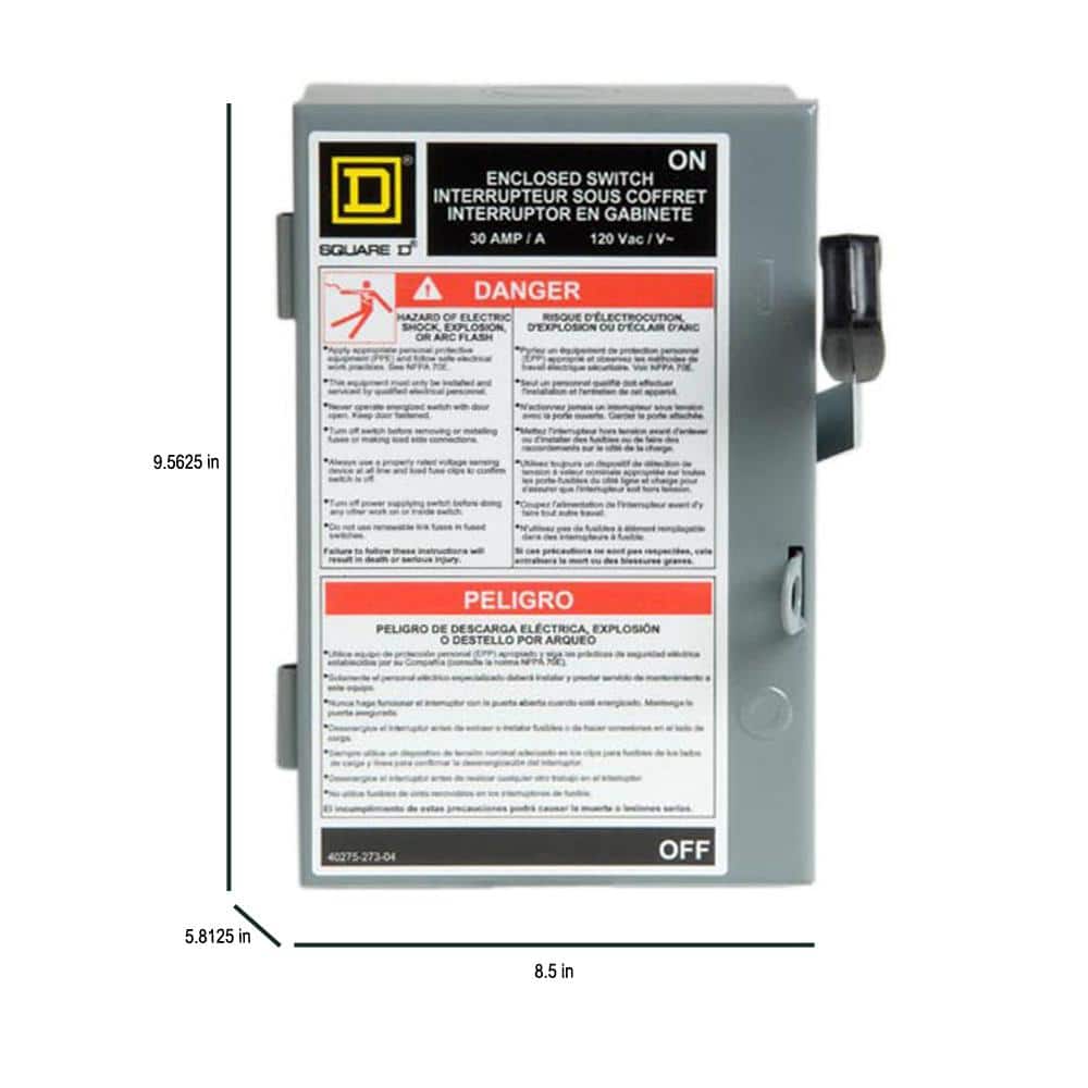 Square D 30 Amp 120-Volt Single-Pole Fused Indoor Light Duty Safety Switch (2)