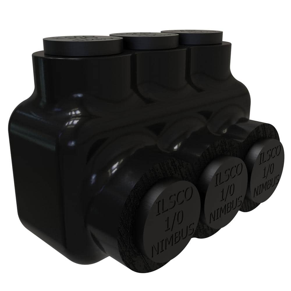 ILSCO Nimbus Insulated Aluminum Multi-Tap Connector, Conductor Range 1/0-14, 3 Ports, Single Sided Entry, Tin Plated