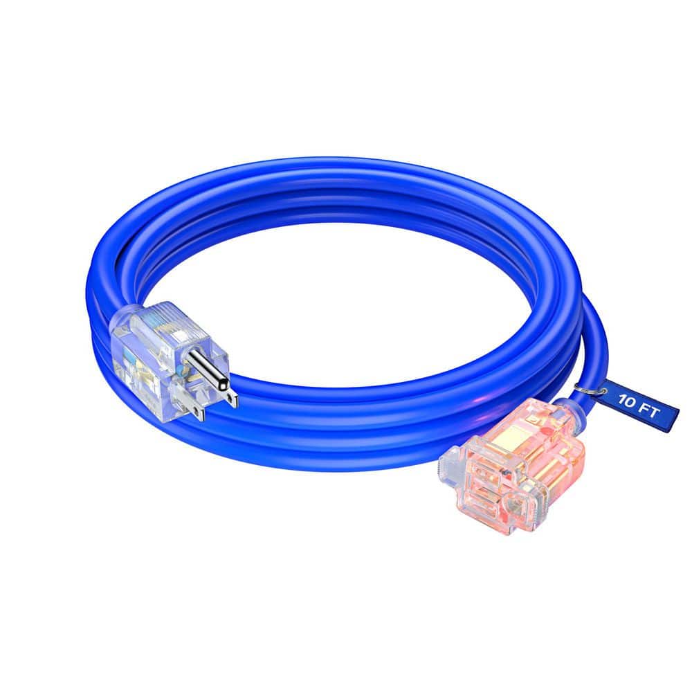 MAXIMM 10 ft. 16 / 3 Light Duty Indoor Extension Cord with Receptacle Light 13 Amps Blue (1)