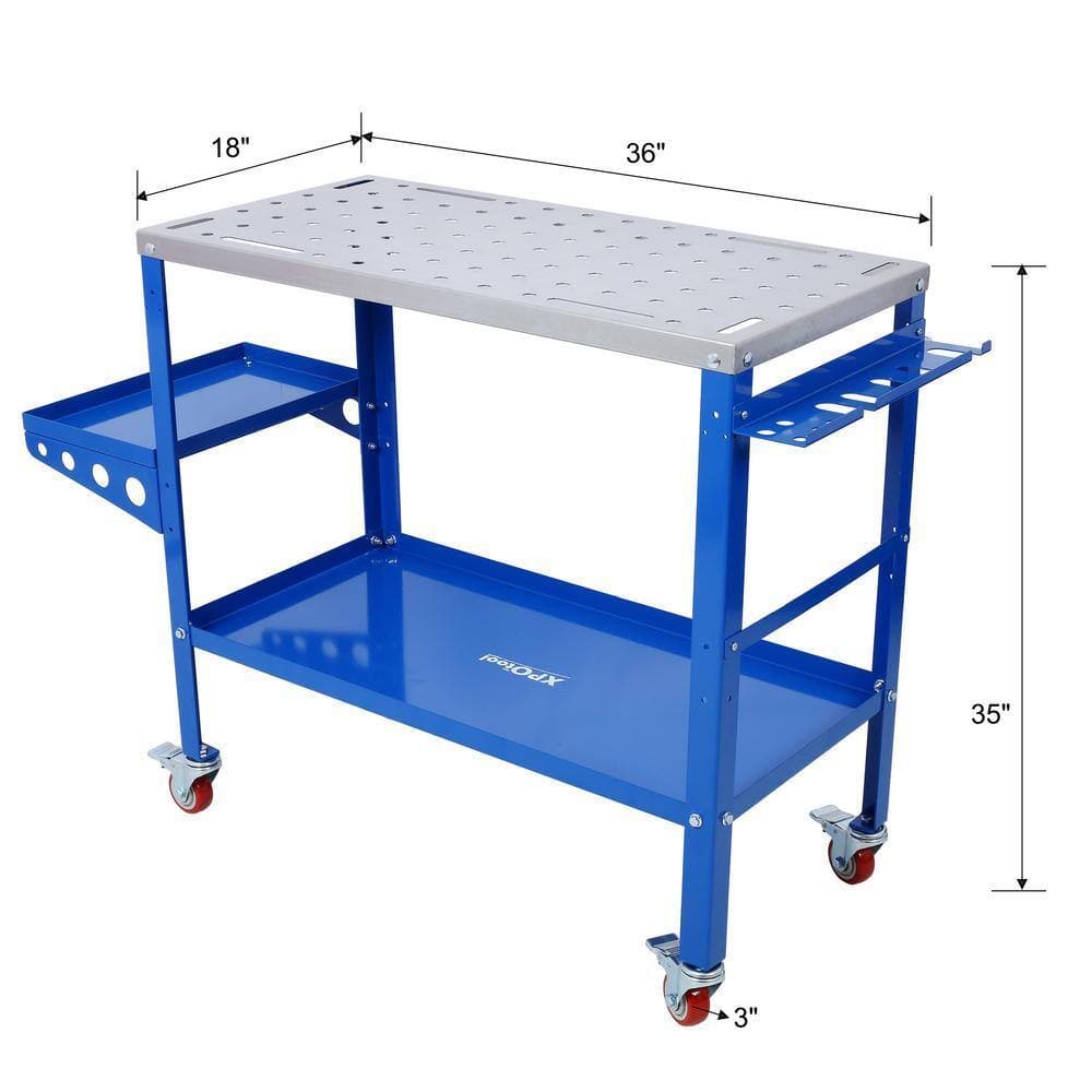 Huluwat 1200 lbs. Steel Welding Hand Truck with Braking Lockable Casters, Tool Slots, Fixture Holes, Tool Tray (2)