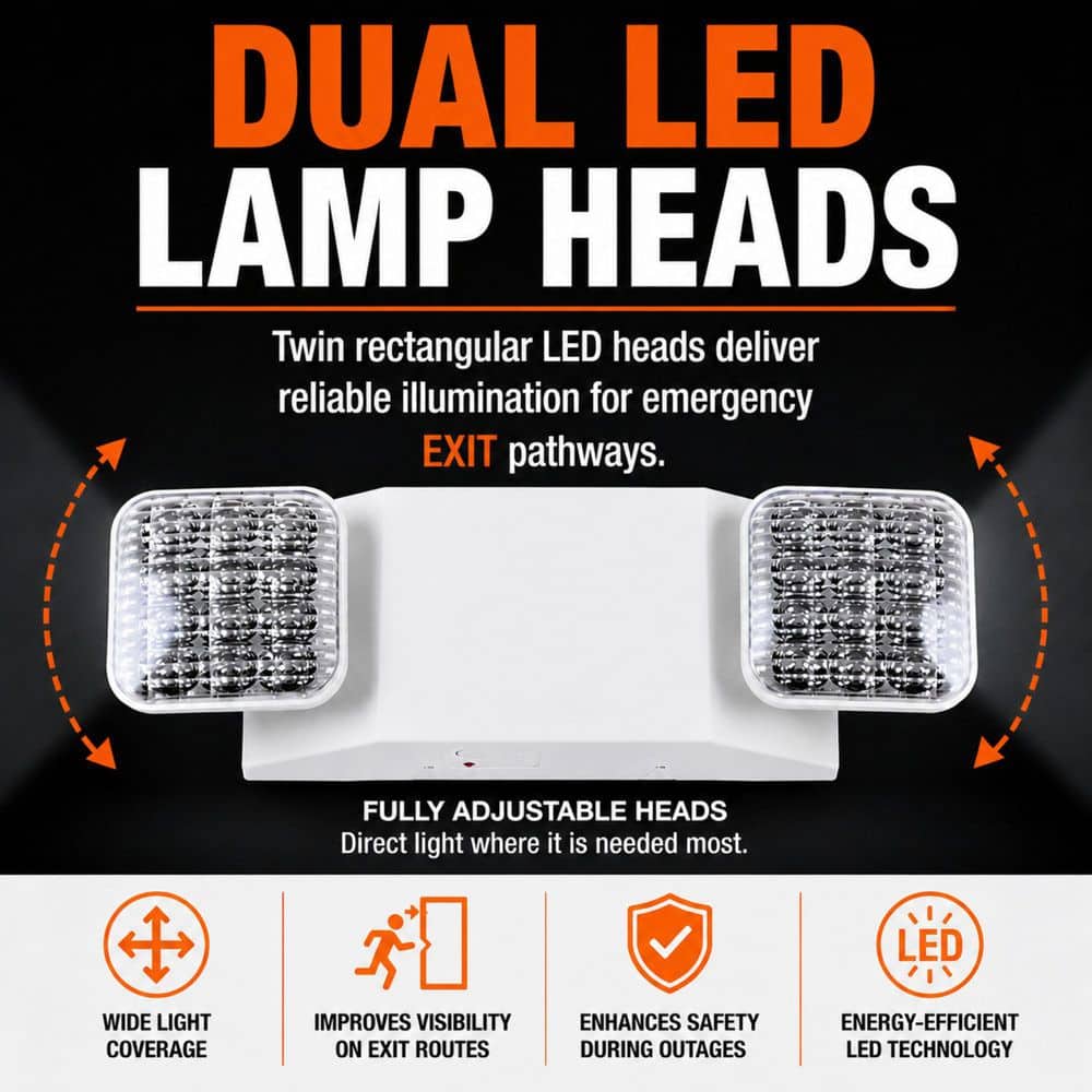 Commercial Electric 1-Pack Rectangle 11-Watt Equivalent Integrated LED White Emergency Light with Ni-Cad 6.0-Volt Battery (3)