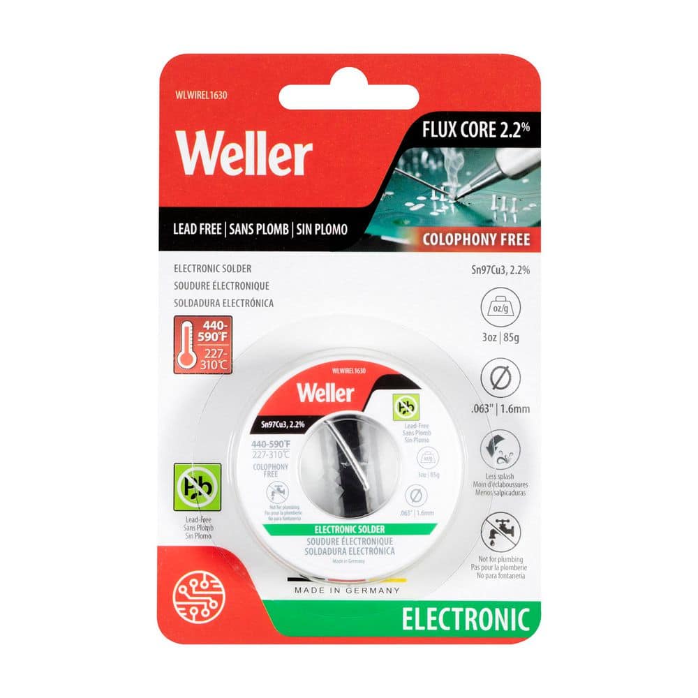 Weller Electrical Solder Wire 1.6mm/0.063 in. 85g/3 oz. (2)
