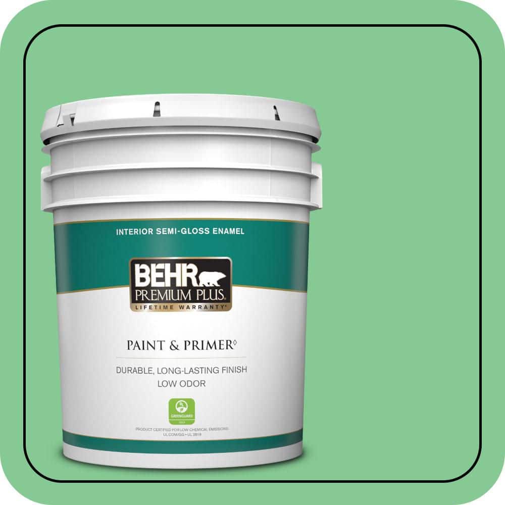 BEHR PREMIUM PLUS 5 gal. #P400-4 Good Luck Semi-Gloss Enamel Low Odor Interior Paint & Primer
