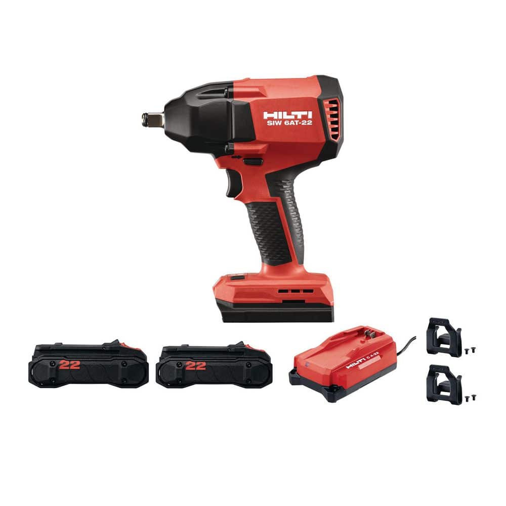 Hilti 22V NURON SIW 6A-T Li-Ion 1/2 in. Cordless Brushless Impact Wrench Kit w/ (2) 2.6 Ah Batteries, Charger and Belt Clips (1)