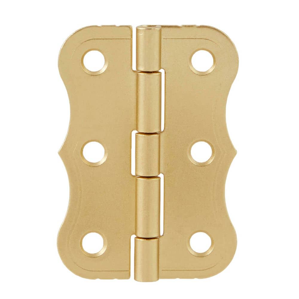 Everbilt 2-Pack 2 in. Square Radius Satin Brass Decorative Broad Full Overlay Cabinet Hinge (4)
