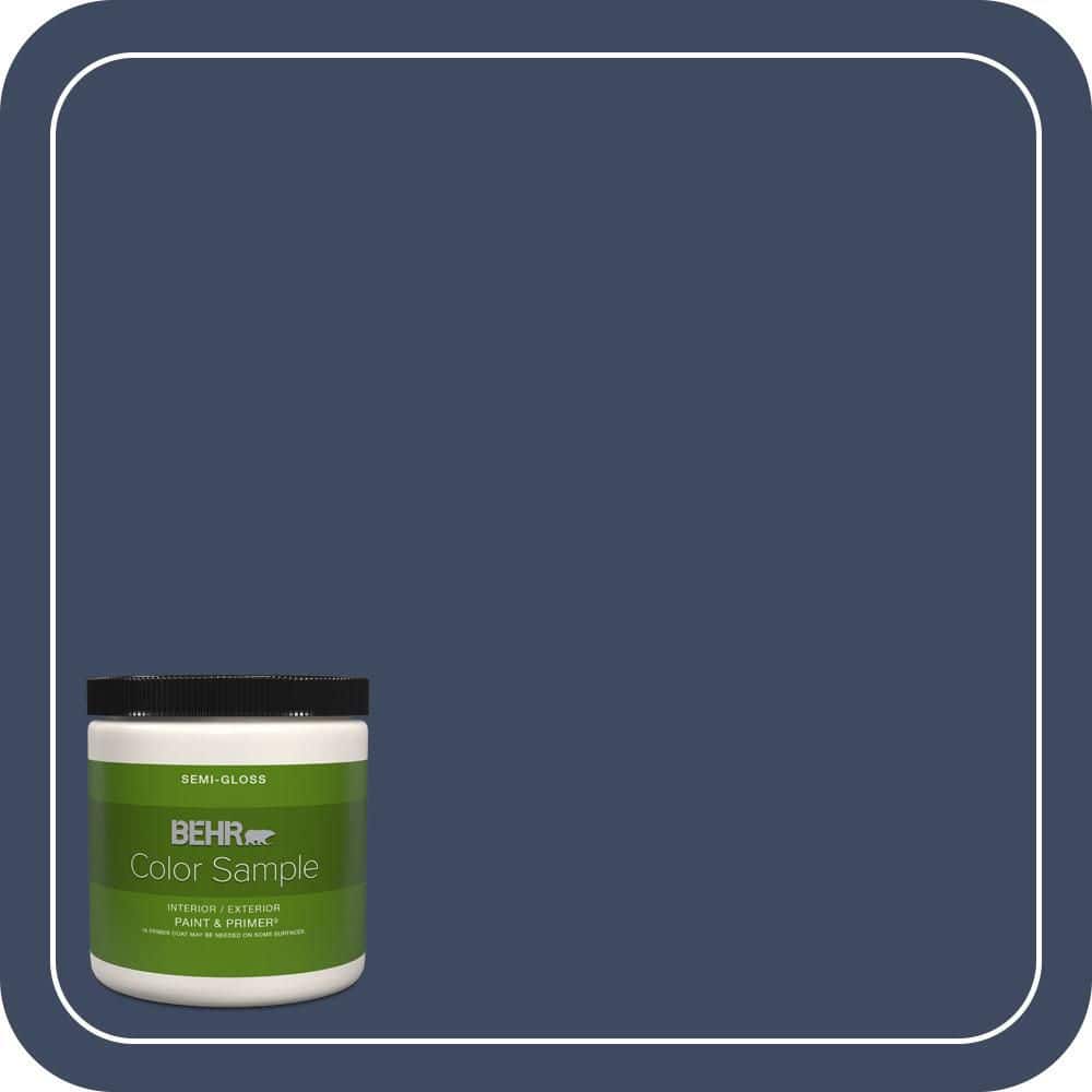 BEHR PREMIUM PLUS 8 oz. #610D-7 Night Watch Semi-Gloss Interior/Exterior Paint & Primer Color Sample
