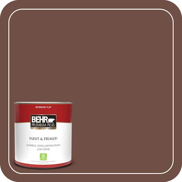 BEHR PREMIUM PLUS 1 qt. #S-G-750 Chocolate Sprinkle Flat Low Odor Interior Paint & Primer (2)