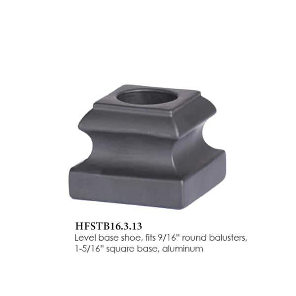HOUSE OF FORGINGS Round Hole 1.3125 in. Aluminum Level Shoe Baluster Shoe Satin Black (2)