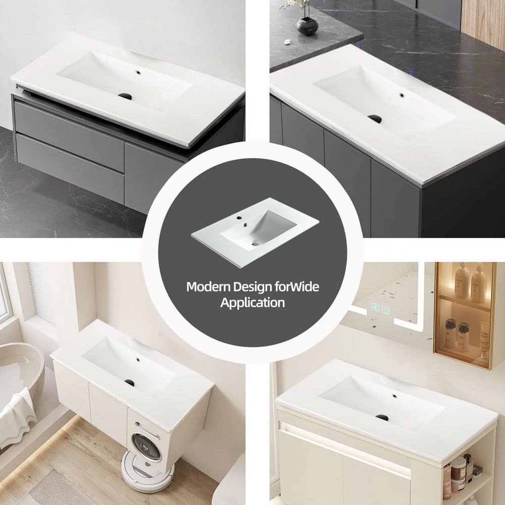 LIVACA 24 in. 18 in. Drop-In Bathroom Sink in Matte White Ceramic with Integrated Basin durable construction (3)