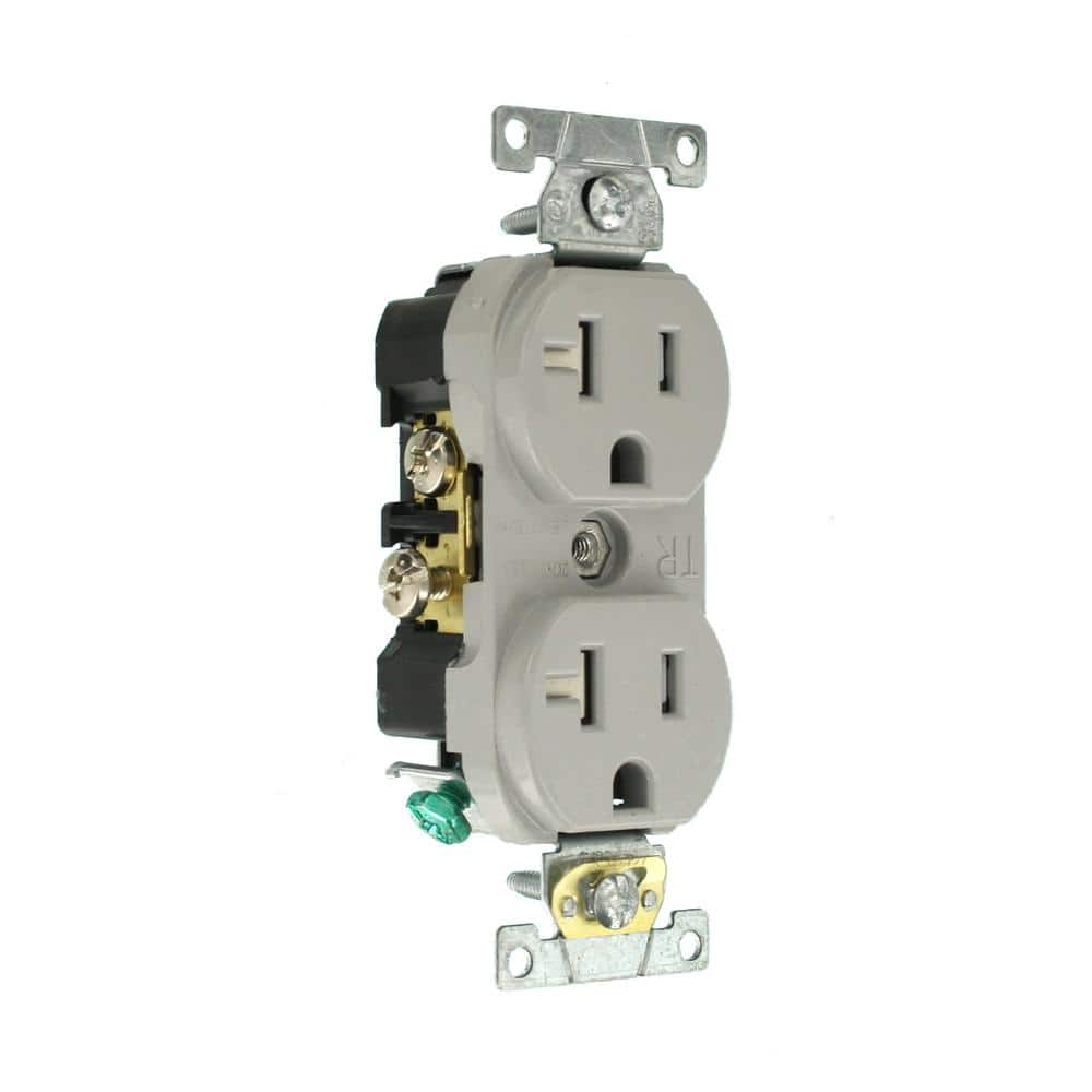 Leviton 125 V Commercial Grade Tamper Resistant Duplex Outlet/Receptacle, TCR20-GY (2)