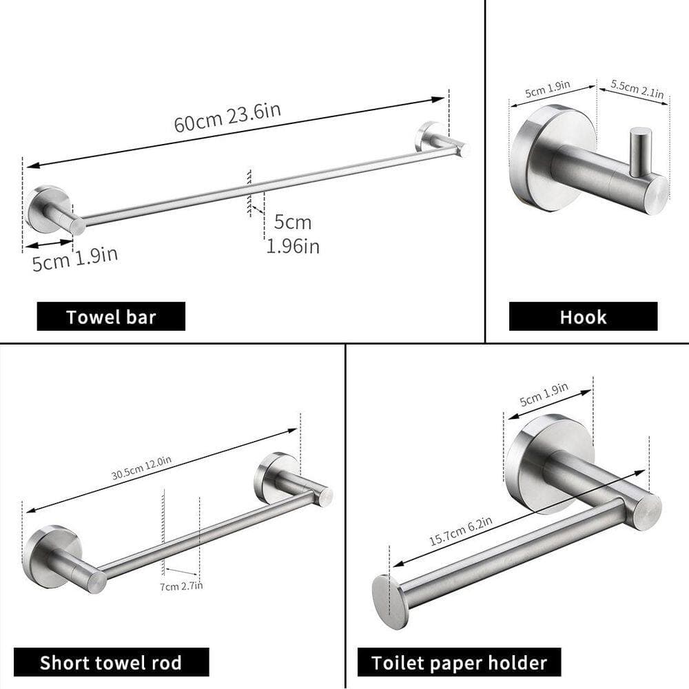 Satico 4-Piece Bath Hardware Set with Mounting Hardware in Brushed Nickel (3)