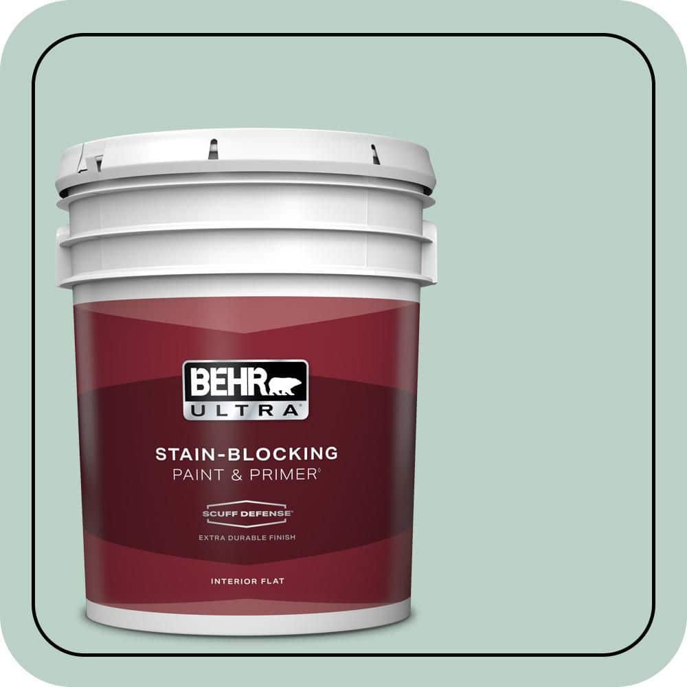 BEHR ULTRA 5 gal. #S420-2 Moon Glass Extra Durable Flat Interior Paint & Primer