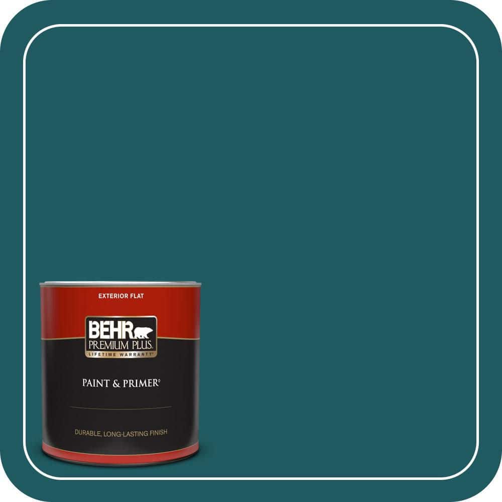 BEHR PREMIUM PLUS 1 qt. #S-H-510 Moonlit Pool Flat Exterior Paint & Primer