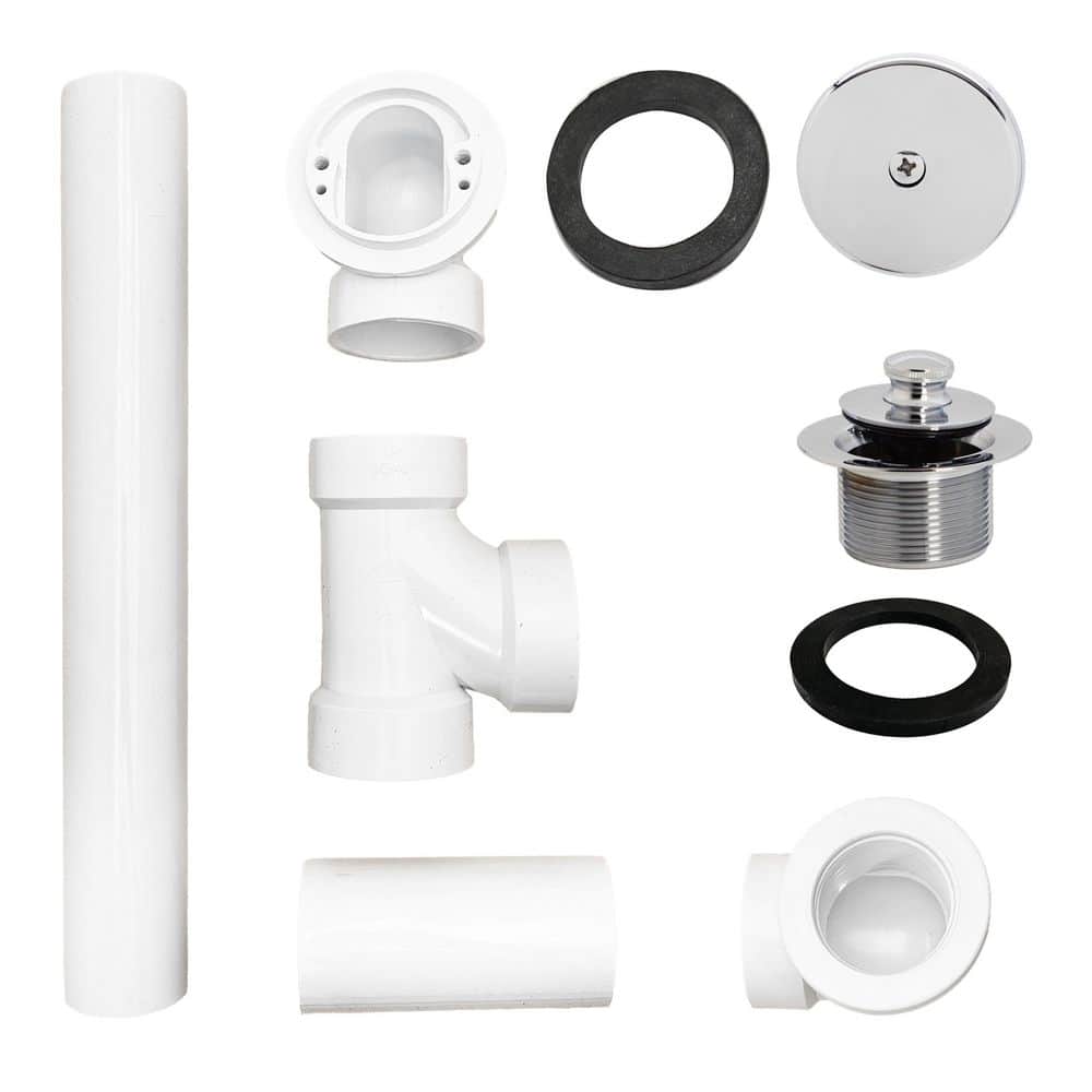 Westbrass 14 in. Sch 40 PVC Bath Waste and Overflow Assembly 1-Hole Faceplate Cover and Twist and Close Drain