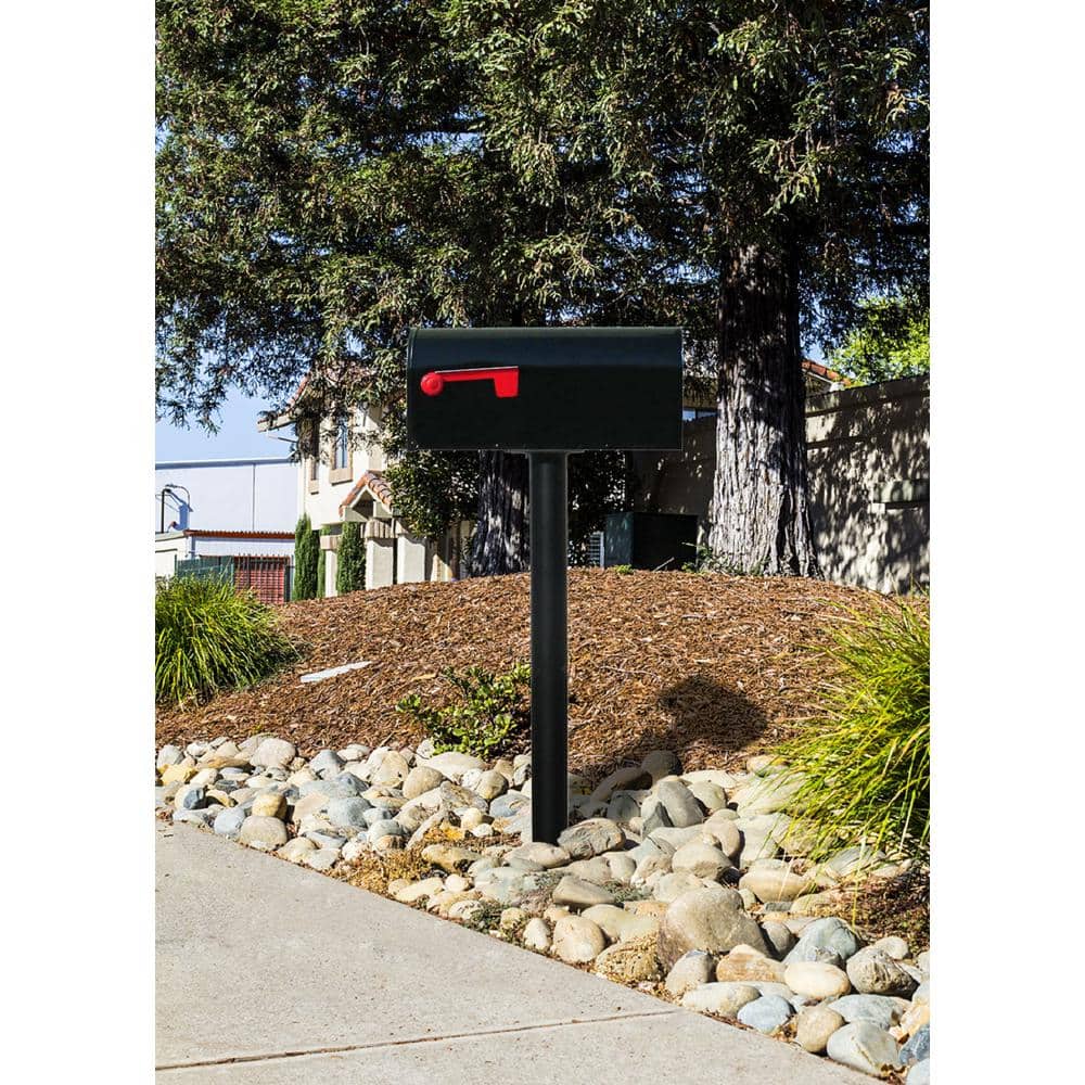 Unbranded Hanford Triple Black Post System Non-Locking Mailbox with Scroll Supports and E1 Economy Mailboxes (2)