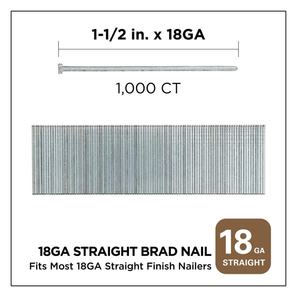 PRO-FIT 1-1/2 in. x 18GA Straight Electrogalvanized Collated Brad Nails (1000-Per Box) (2)