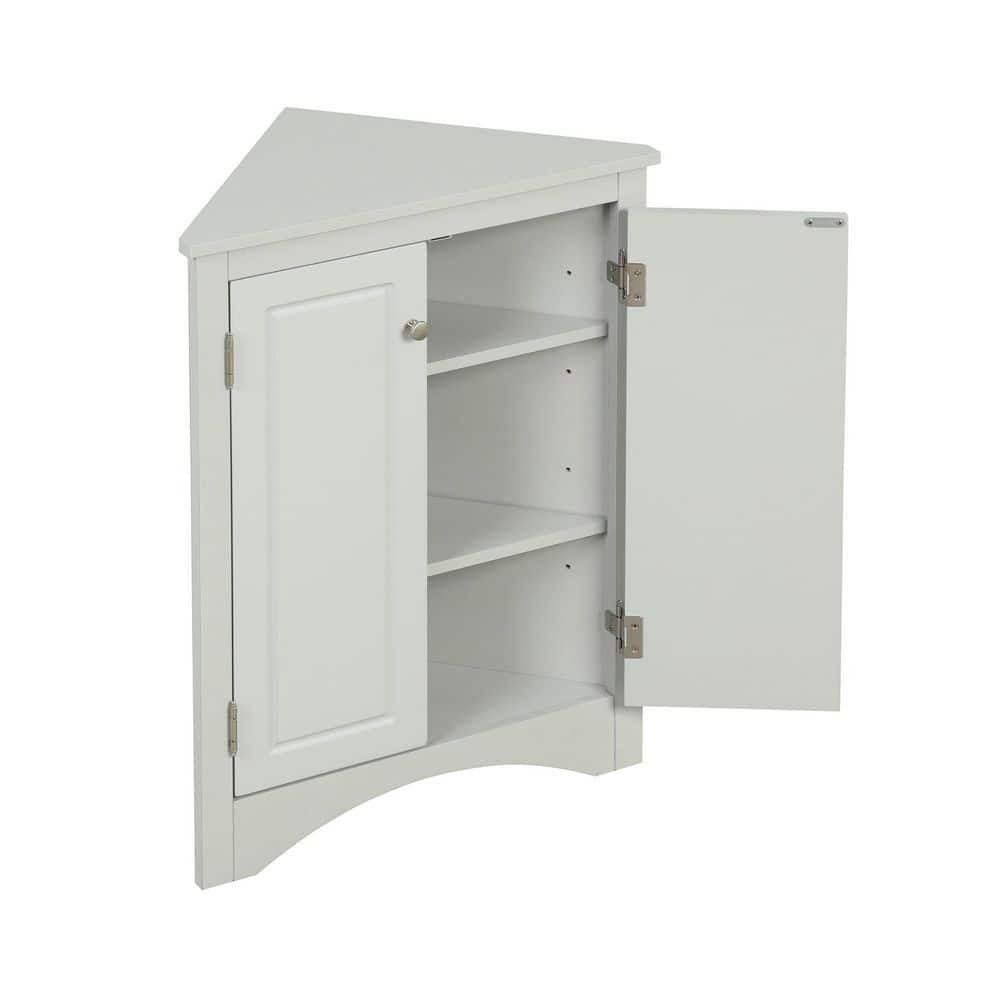 YSQCAR 23.6 in. W x 17.2 in. D x 31.5 in. H Gray MDF Freestanding Triangle Linen Cabinet with Door, Adjustable Shelf (1)