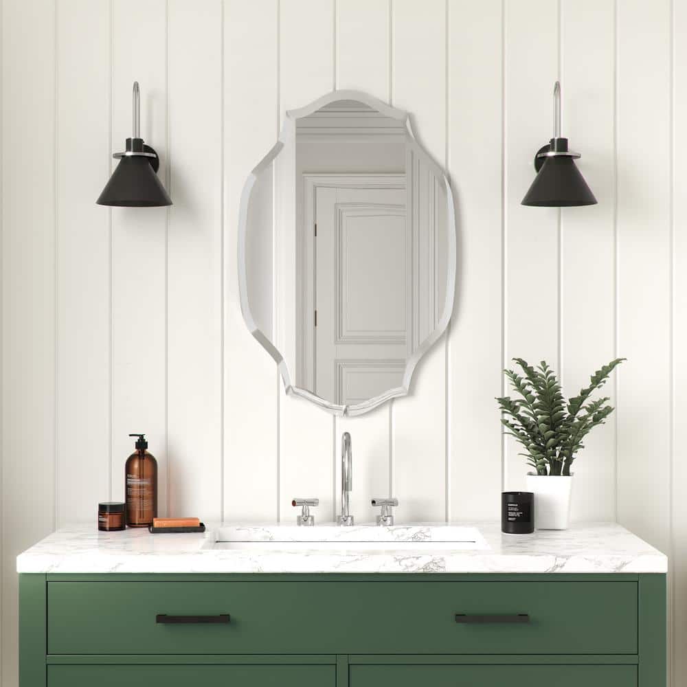 better bevel 24 in. W x 36 in. H Single Frameless Scalloped Oval Beveled Edge Mirror (2)