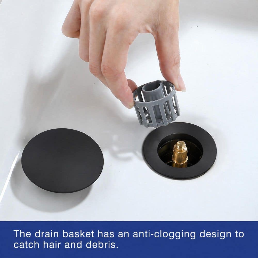 ruiling Pop-Up Bathroom Sink Drain with Overflow in Matte Black (3)