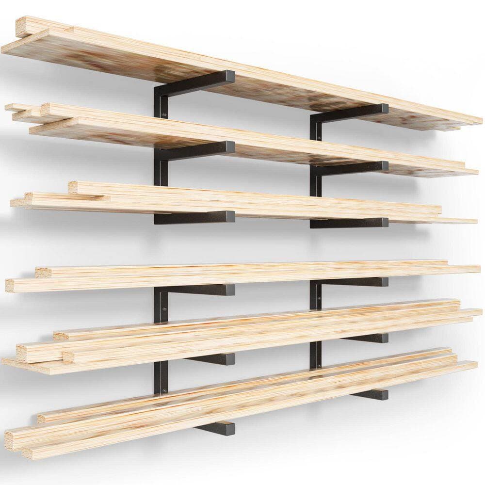 NVNOO 16.7 in. x 13 in. Black Heavy Duty Metal Shelf with 6-Level Holds Up for Wood Organizer and Lumber Storage (4-Pack) (2)