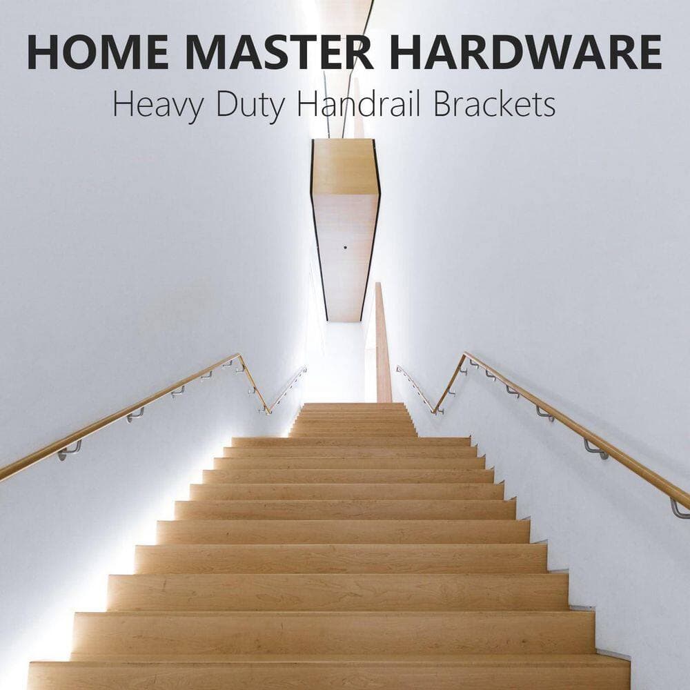 NVNOO Heavy Duty Stainless Steel Hand Rail Stair Support for Stairways Home or Office Staircase Handrail, Silver (2-Pack) (3)