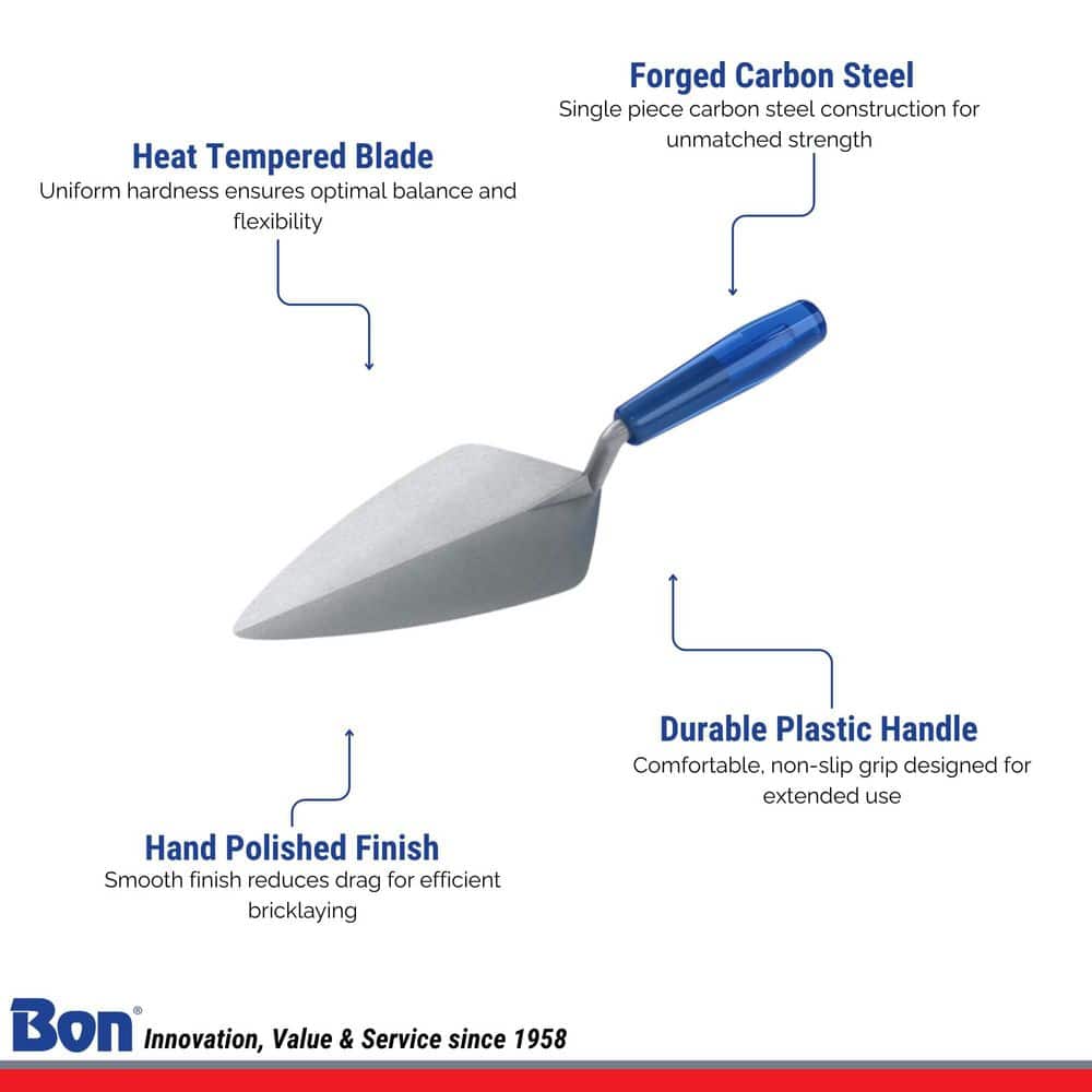 Bon Tool 9-1/2 in. Narrow London Forged Brick Trowel with Plastic Handle (3)