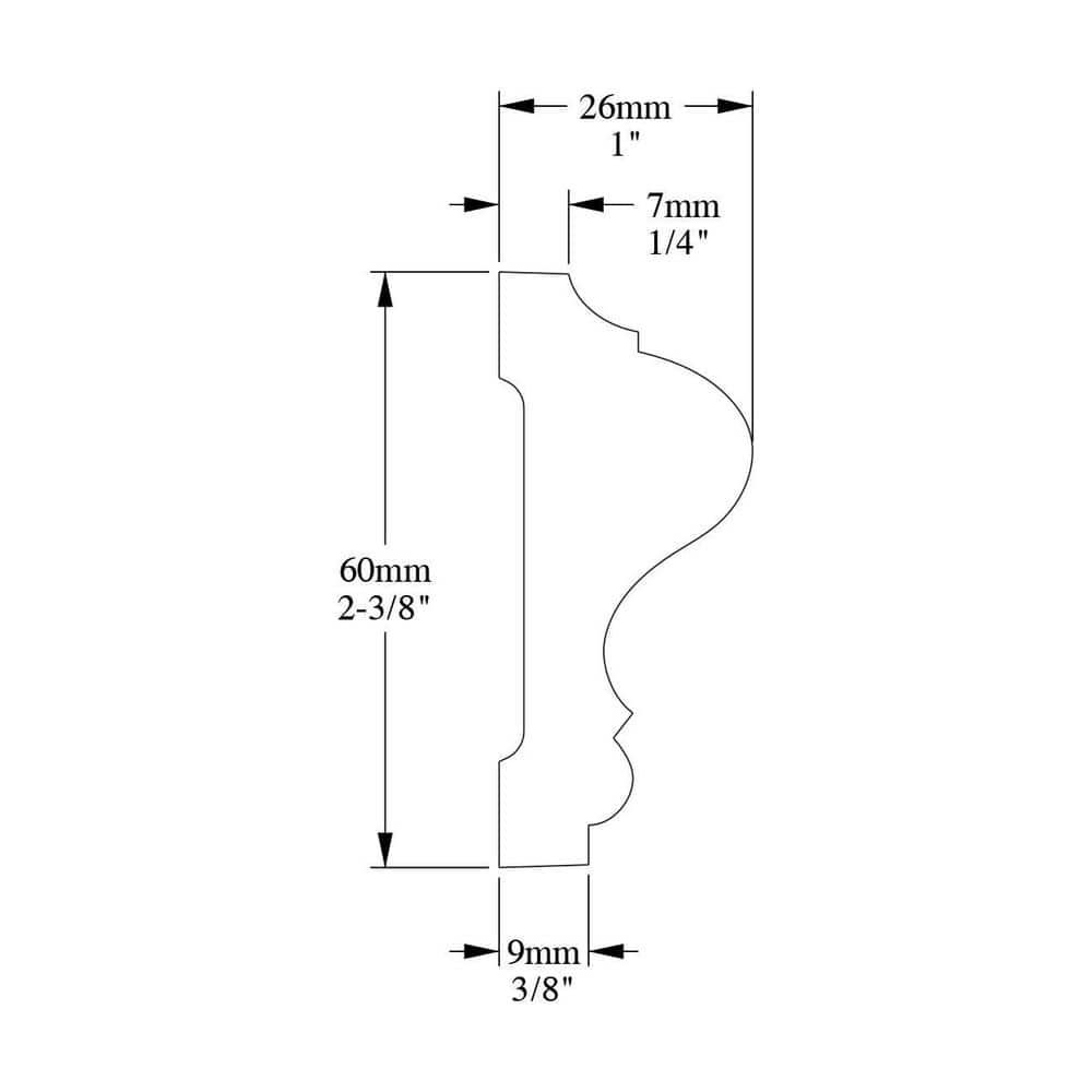ORAC DECOR 1 in. D x 2-3/8 in. W x 78-3/4 in. L . Primed White Plain Polyurethane Panel Moulding (3-Pack) (2)