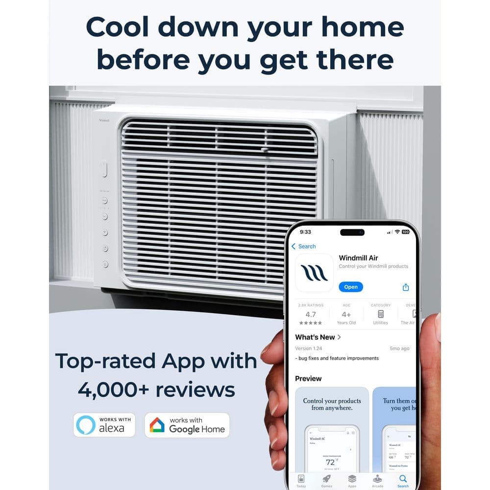 Windmill Lite Series 6,000 BTU 115-Volt Smart Window Air Conditioner, Wi-Fi/Remote, Easy Install, Up to 250 sq. ft. (3)