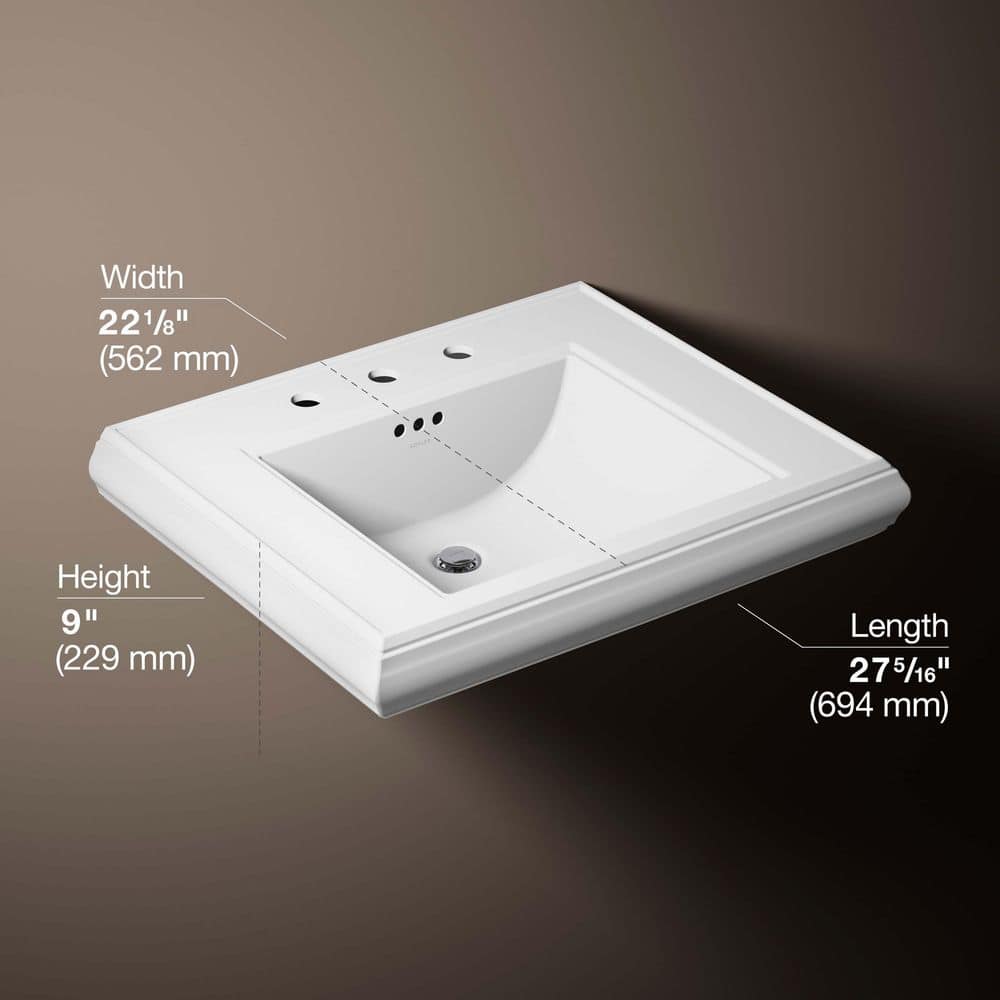KOHLER Memoirs 27.3 in. x 22.13 in. Pedestal Bathroom Sink in White Fireclay (3)