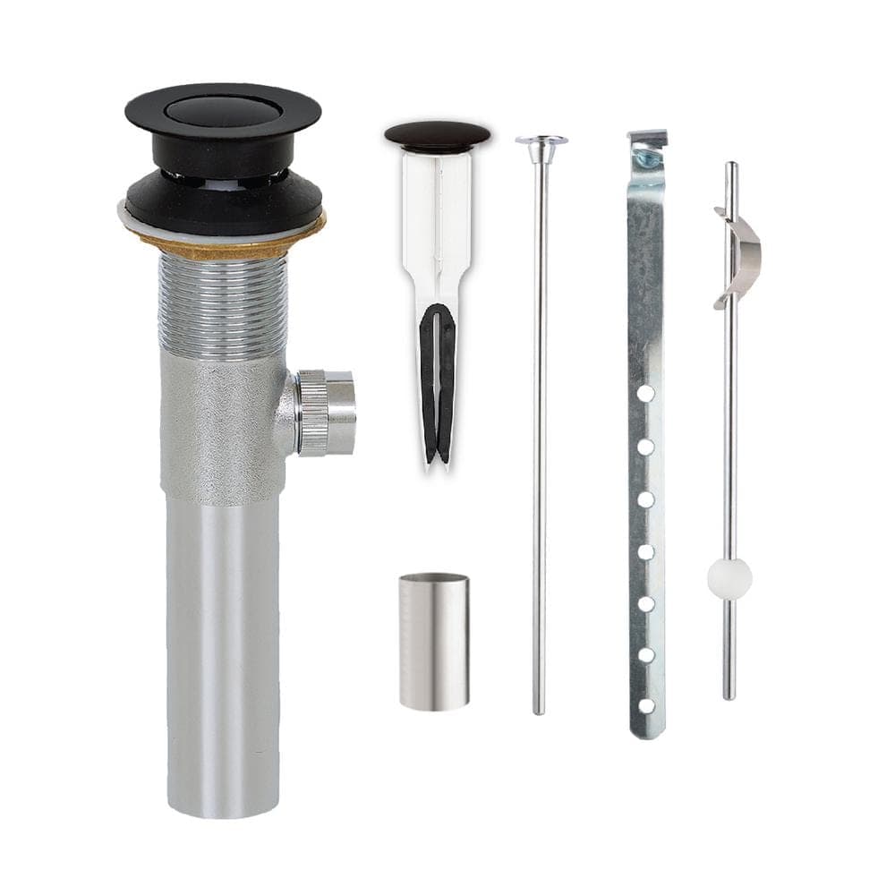 PF WaterWorks 2-in-1 Easy Popup Brass Pop-Up Drain, Matte Black