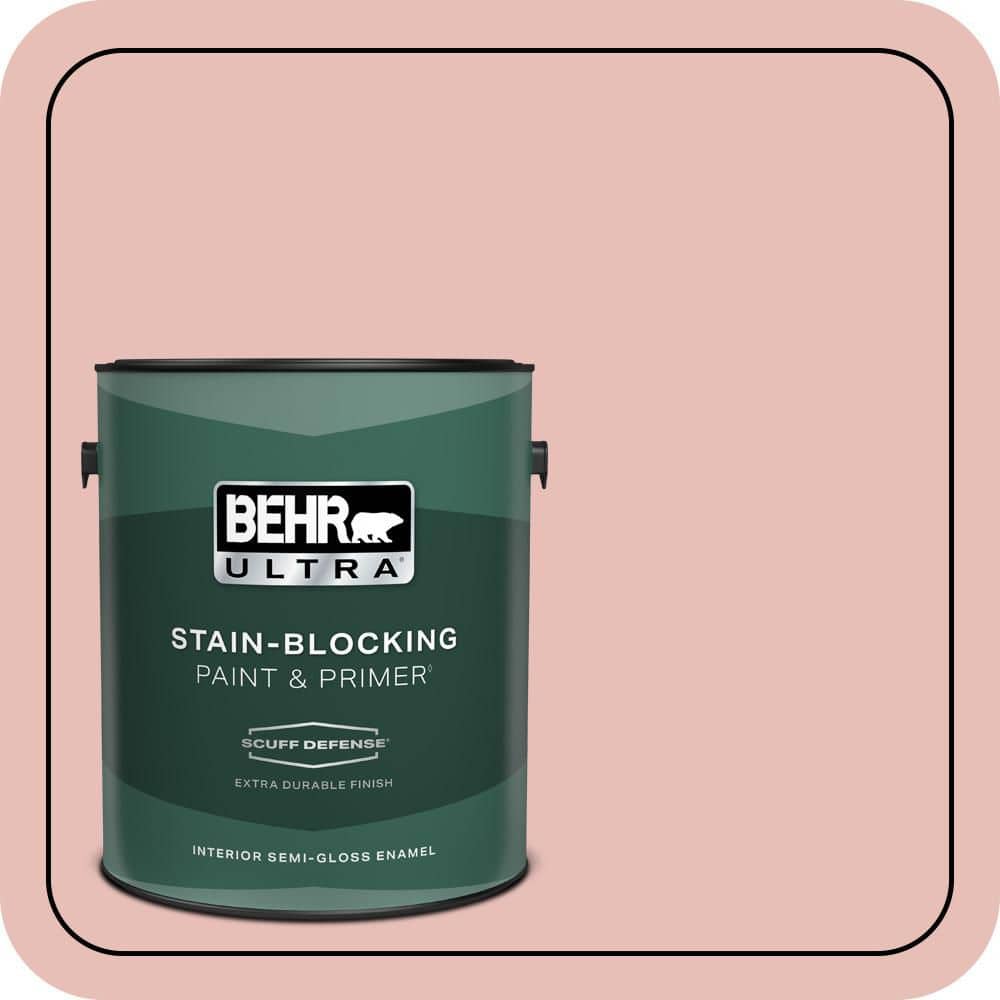 BEHR ULTRA 1 gal. #T18-01 Positively Pink Extra Durable Semi-Gloss Enamel Interior Paint & Primer